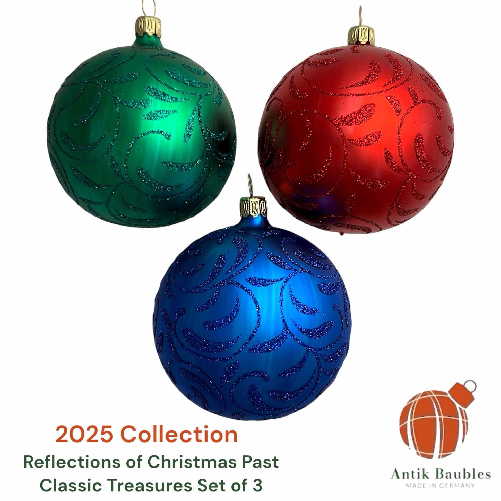 Classic Treasures Reflector- Set of 3  | 3.25 in - Antik Baubles Christmas Ornament