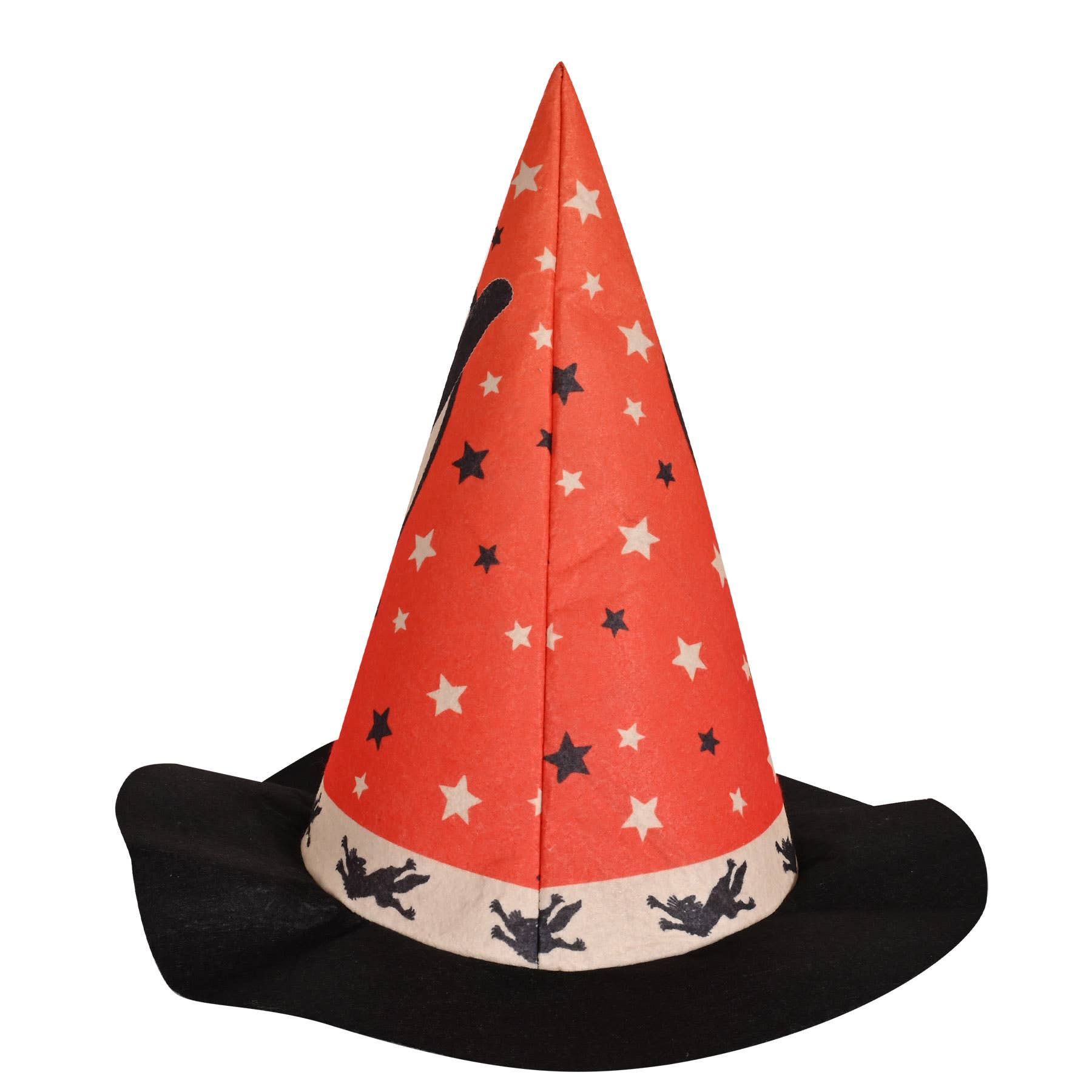 Vintage Graphic Halloween Felt Witch Hat 12.5" from base to point