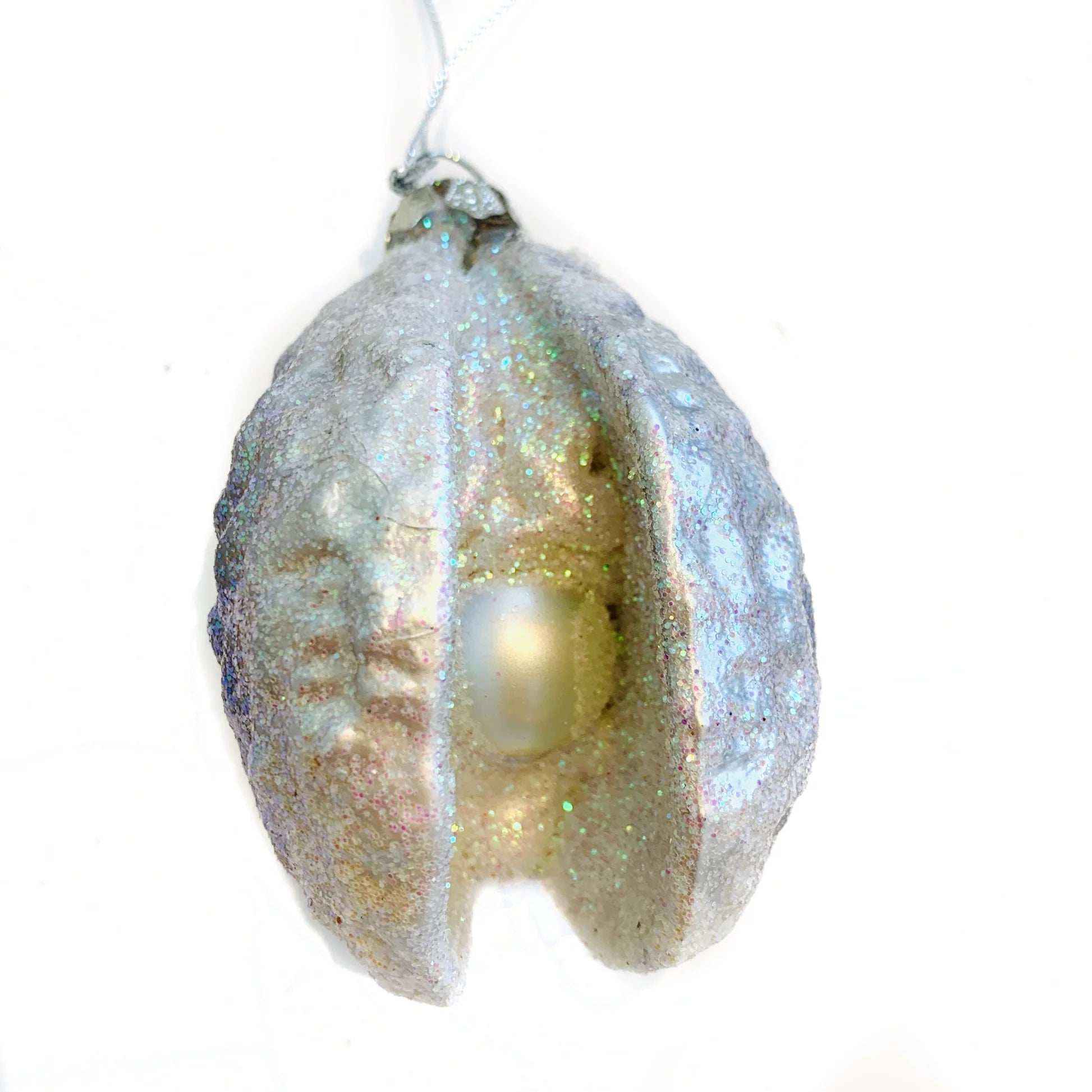 Oyster with Pearl Blown Glass Christmas Ornament