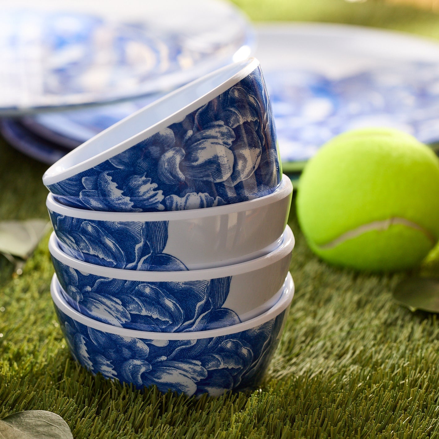 Peony Melamine Snack Bowls, Set of 4