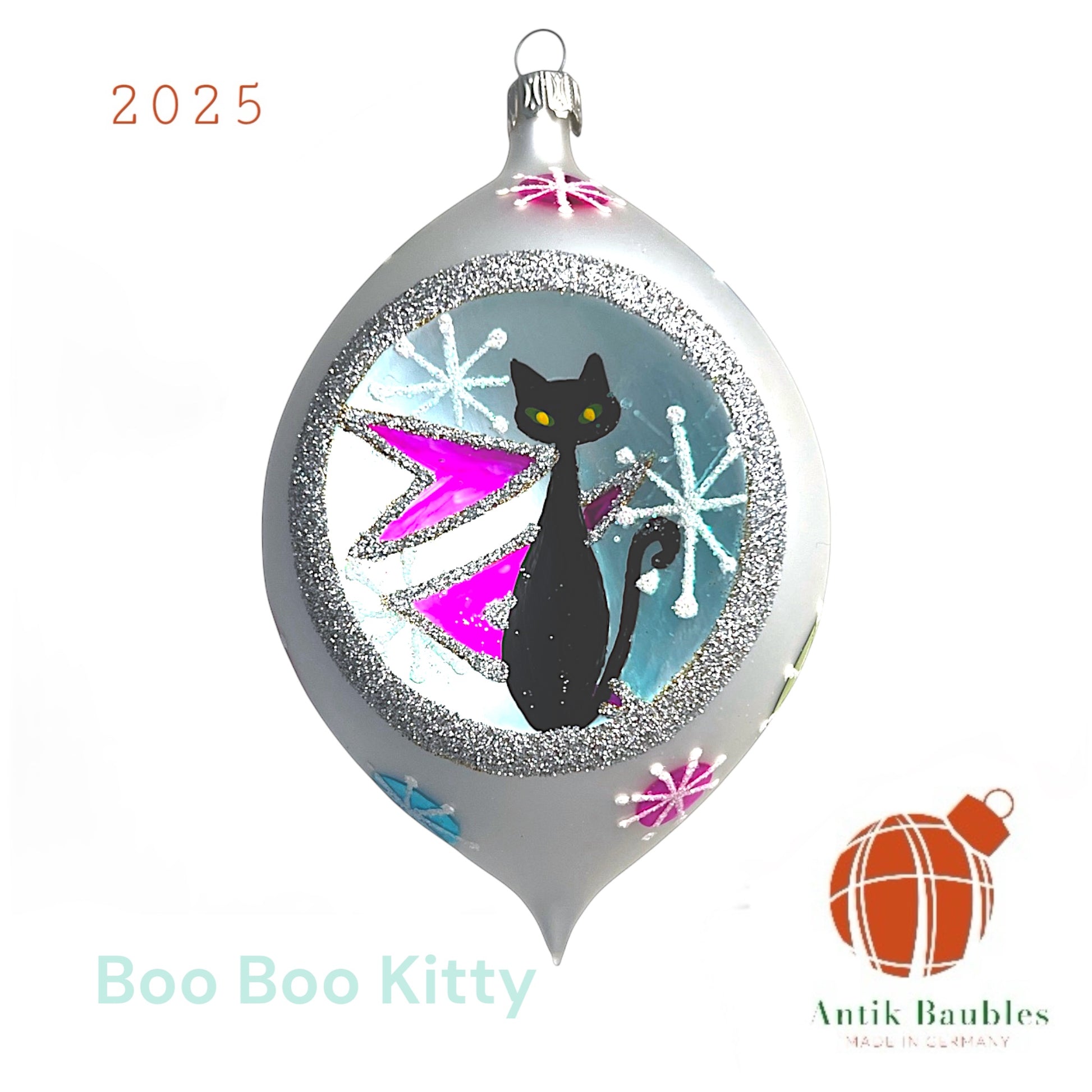 Boo Boo Kitty 3.25 in Tear Drop- Antik Baubles Exclusive Christmas Ornament