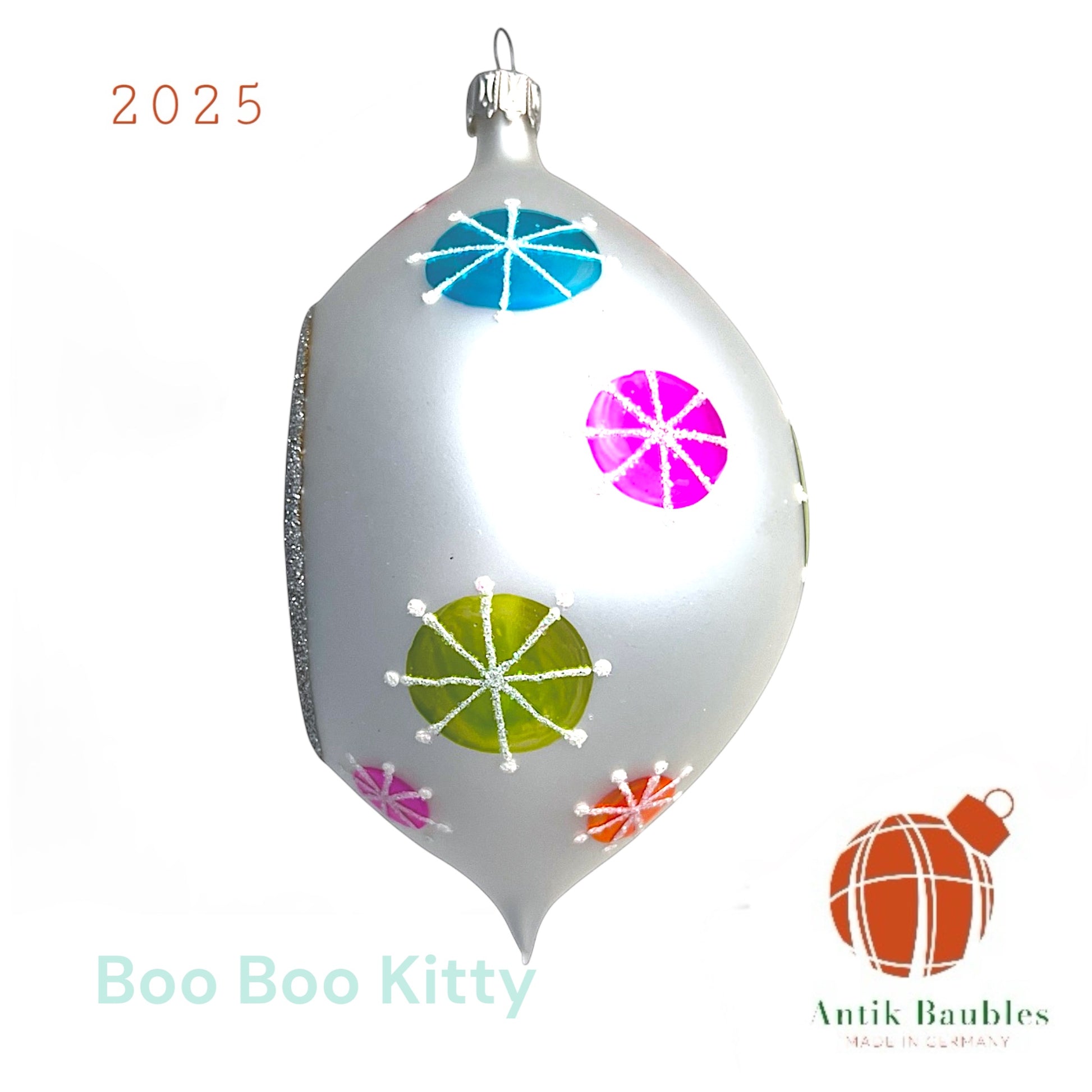 Boo Boo Kitty 3.25 in Tear Drop- Antik Baubles Exclusive Christmas Ornament