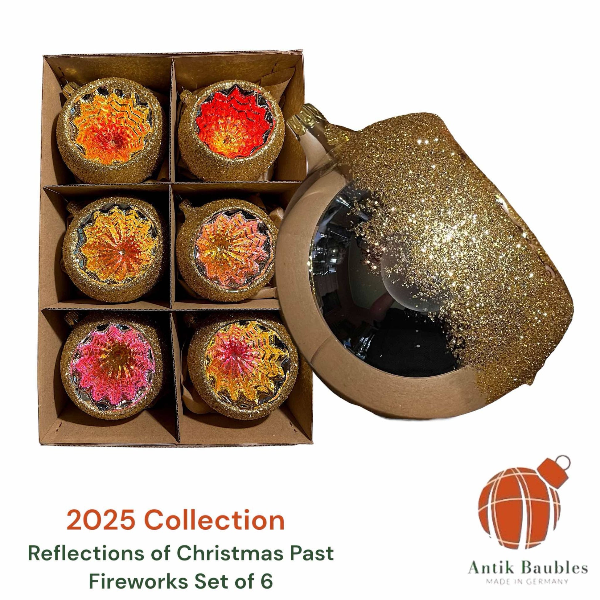 Fireworks Reflector- Set of 6  | 3.25 in - Antik Baubles Christmas Ornament