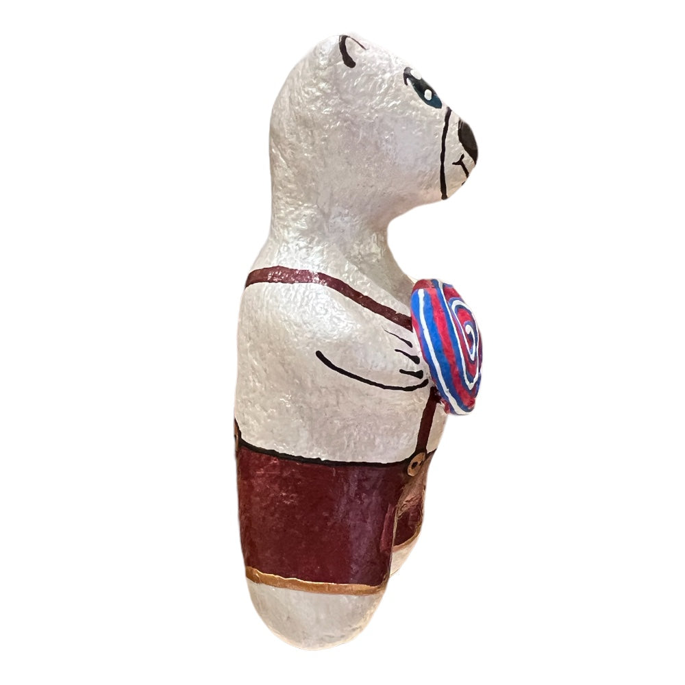 Polar Bear with Candy Lollipop- Made in Ukraine Christmas Ornament