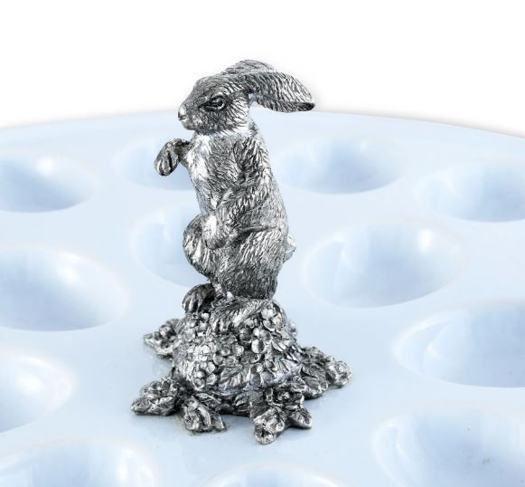 Pewter Single Rabbit Deviled Egg Holder Server | Timothy De Clue Collection 