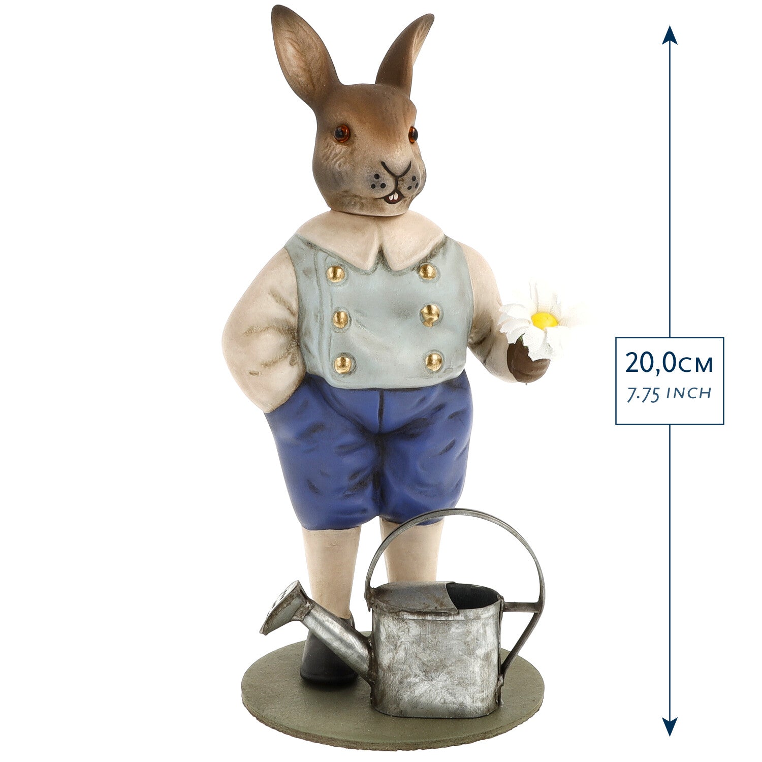 Easter hare with watering can and flower, Height 7.5" Tabletop Décor