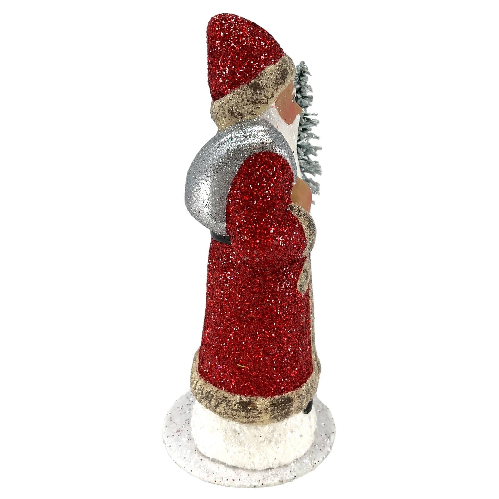 Ino Schaller Red Glitter Santa German Paper Mache Candy Cont