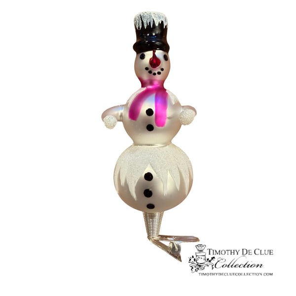 Free Blown Clip “Schnee Person Pink Scarf”  Snowman Clip Ornament