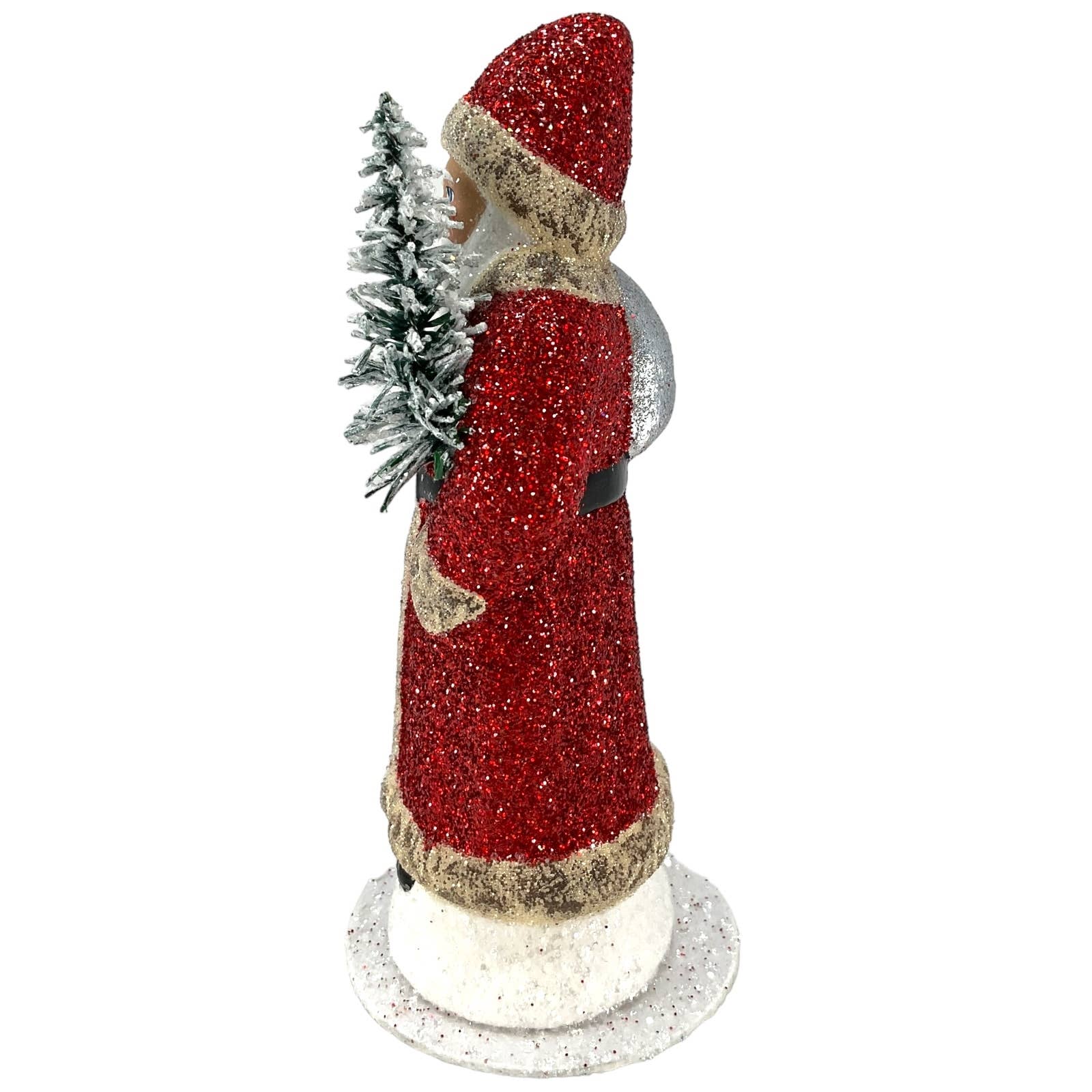 Ino Schaller Red Glitter Santa German Paper Mache Candy Cont