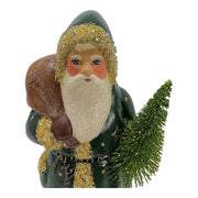 Ino Schaller Forest Green Santa with Tree Scene Paper Mache