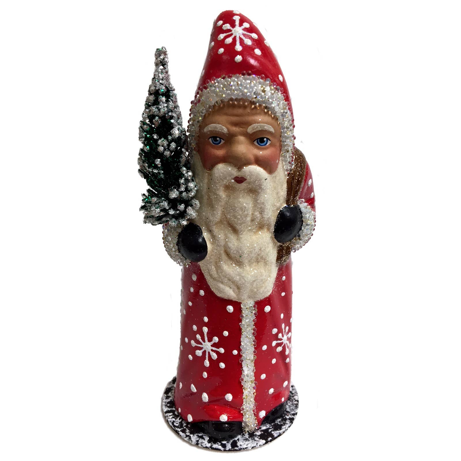 Ino Schaller Red Santa with Snowflake Coat Candy Container