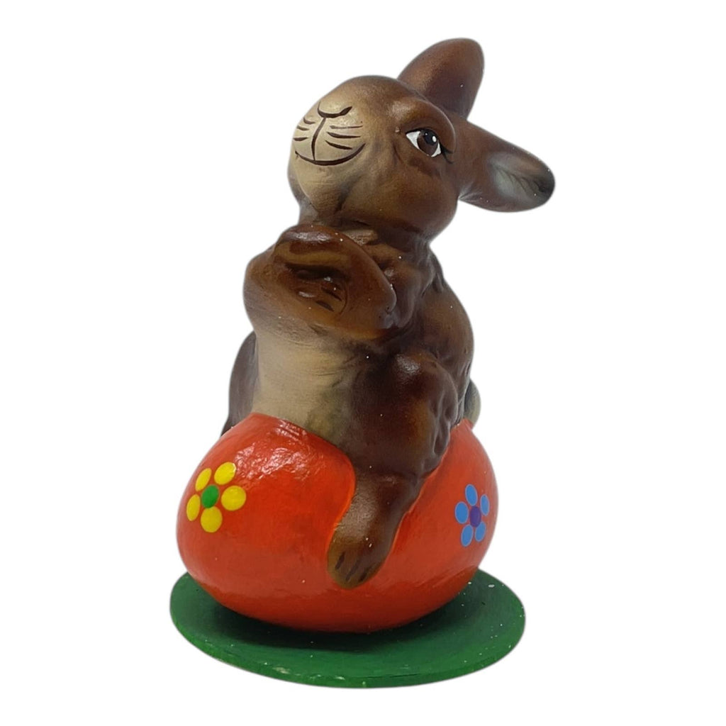 Ino Schaller Easter Bunny on Orange Egg German Paper Mache