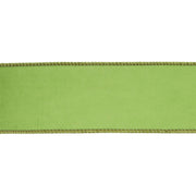 2 1/2" Reversible Classic Velvet Wired Ribbon in Lime flat lay closeup