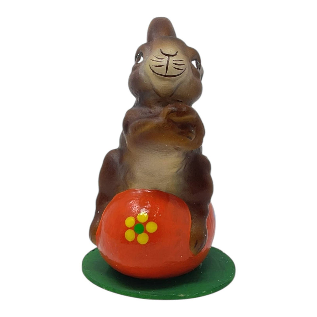 Ino Schaller Easter Bunny on Orange Egg German Paper Mache
