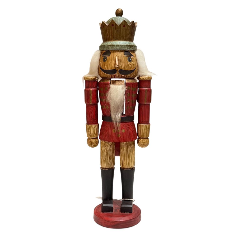 14" Wooden Nutcracker Vintage King - Woodgrain Painted