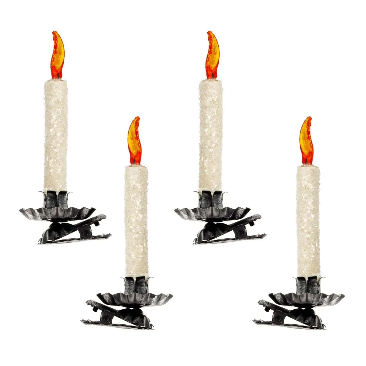 White Christmas Clip Candles Set of 4- German Paper Mache Christmas Collection