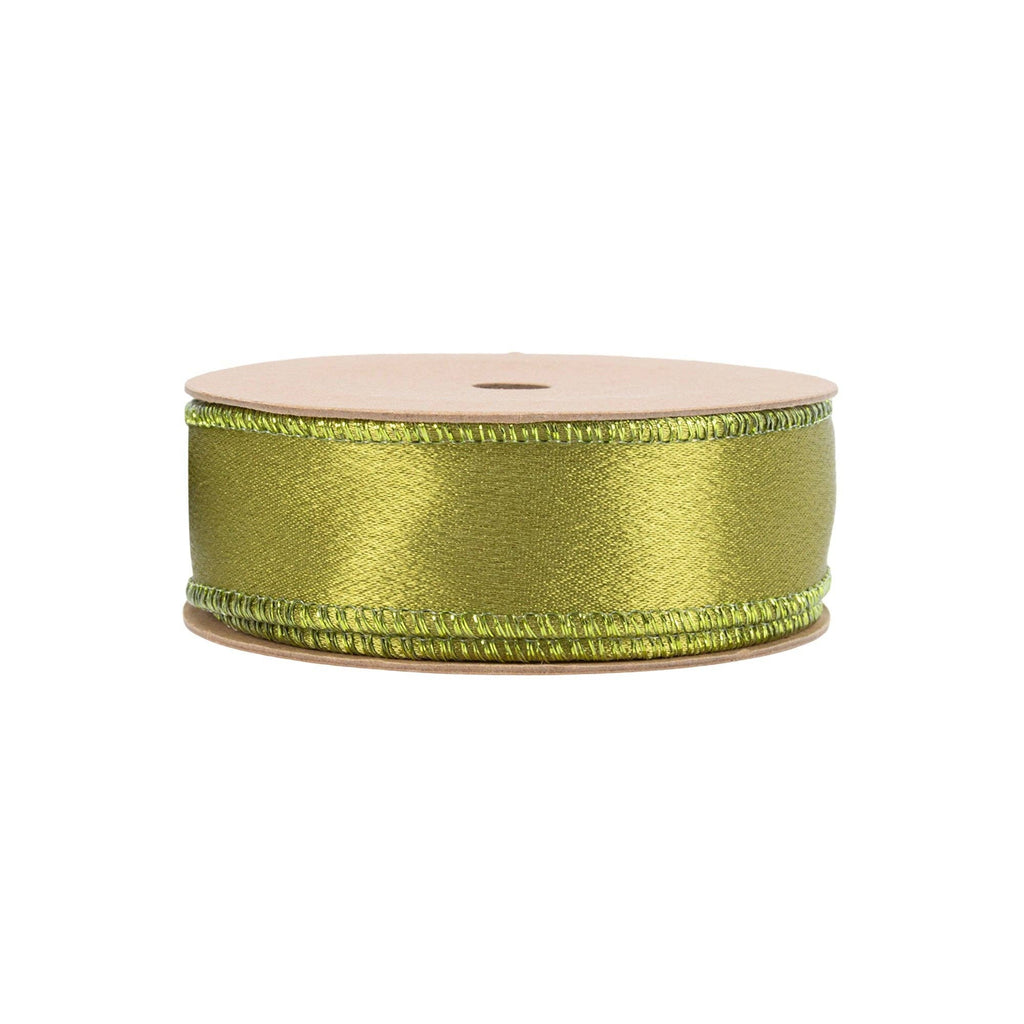 Wired Shimmer Satin Ribbon Moss 10 Yard Roll