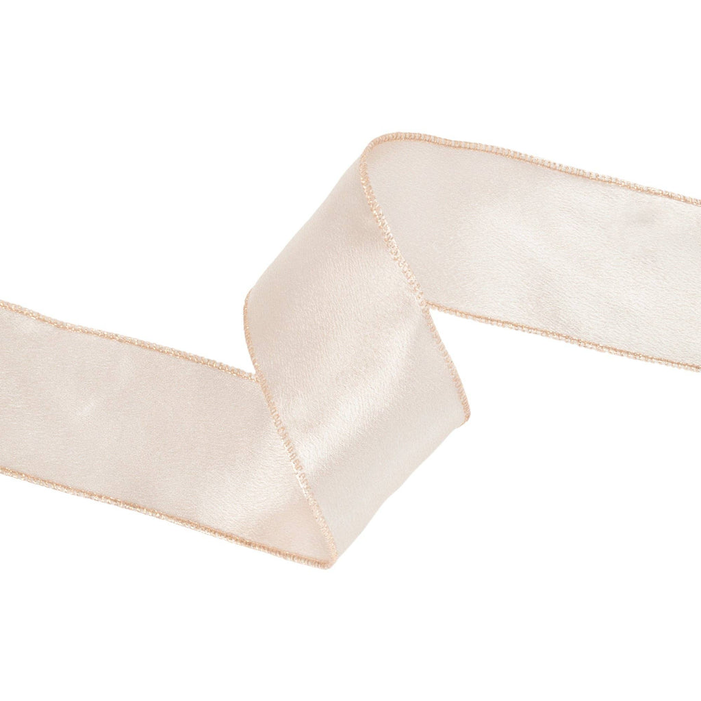 Wired Shimmer Satin Ribbon Champagne 10 Yard Roll