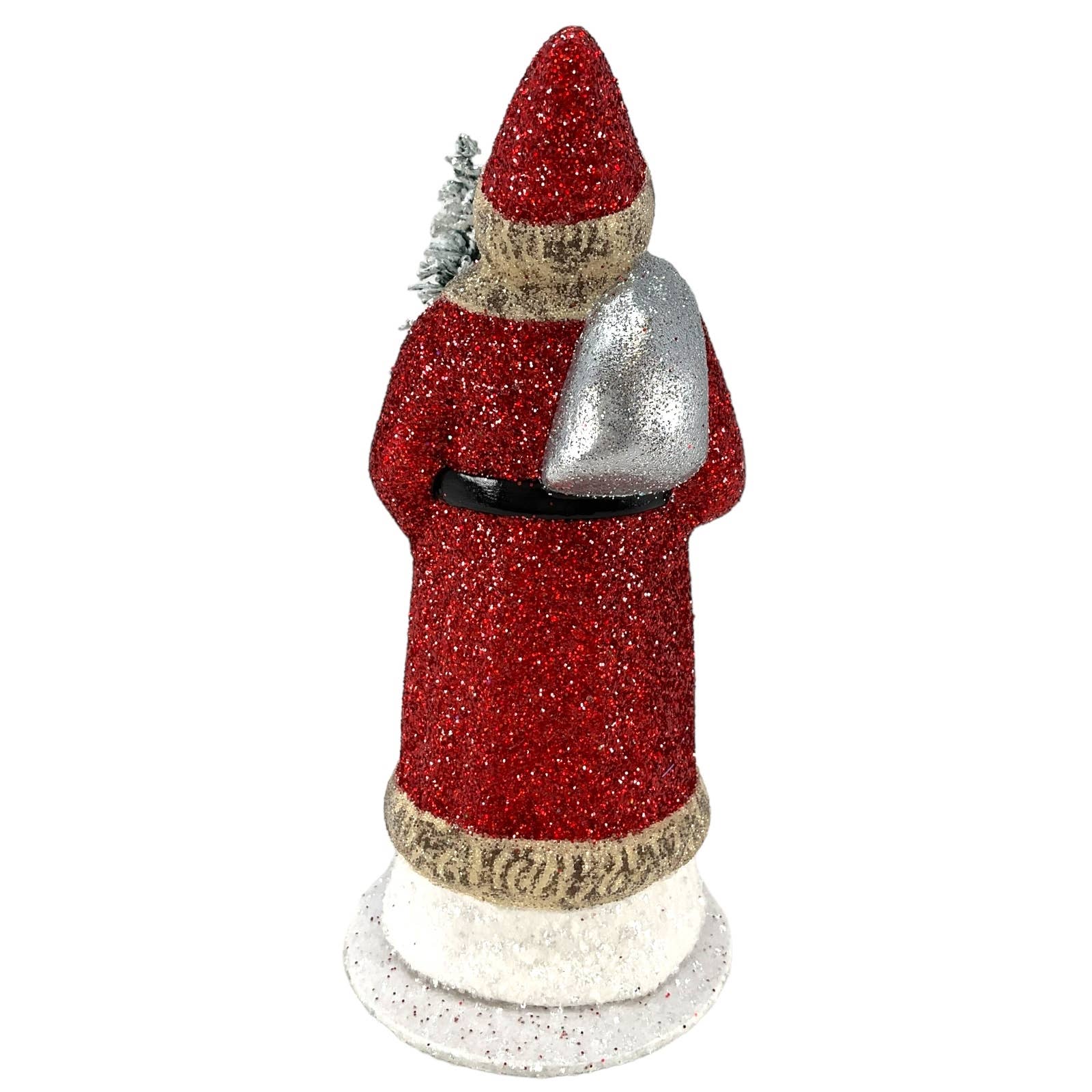 Ino Schaller Red Glitter Santa German Paper Mache Candy Cont