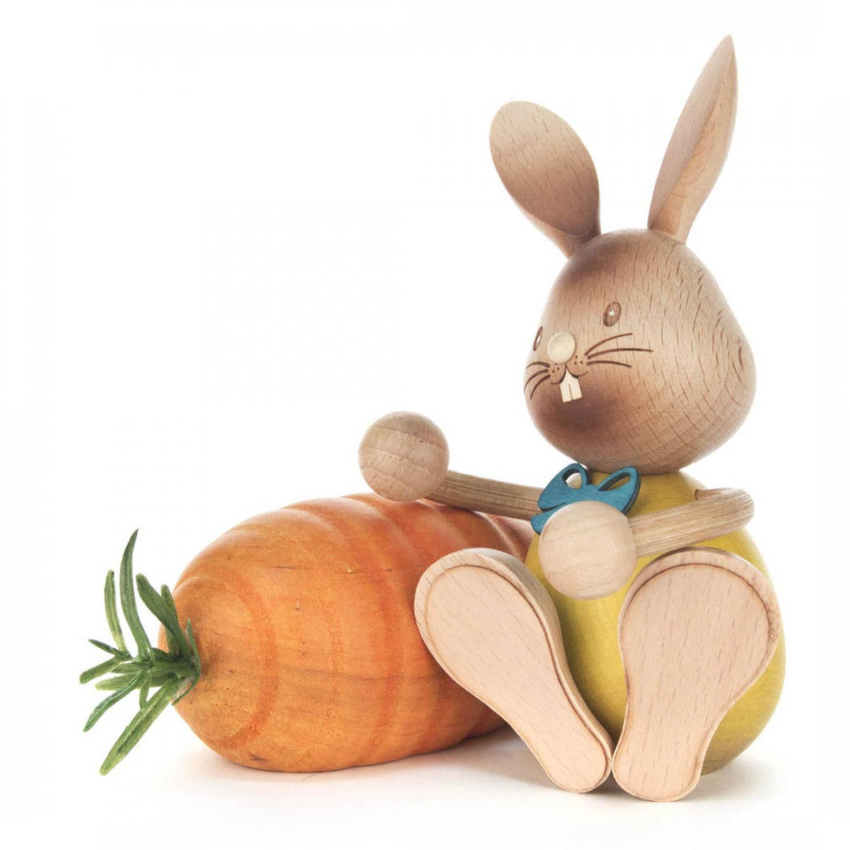 Easter Bunny Large Carrot German Wood Figurine 5.5 Inch