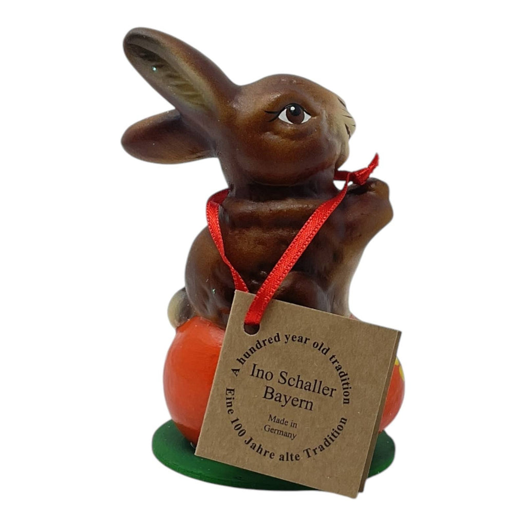 Ino Schaller Easter Bunny on Orange Egg German Paper Mache