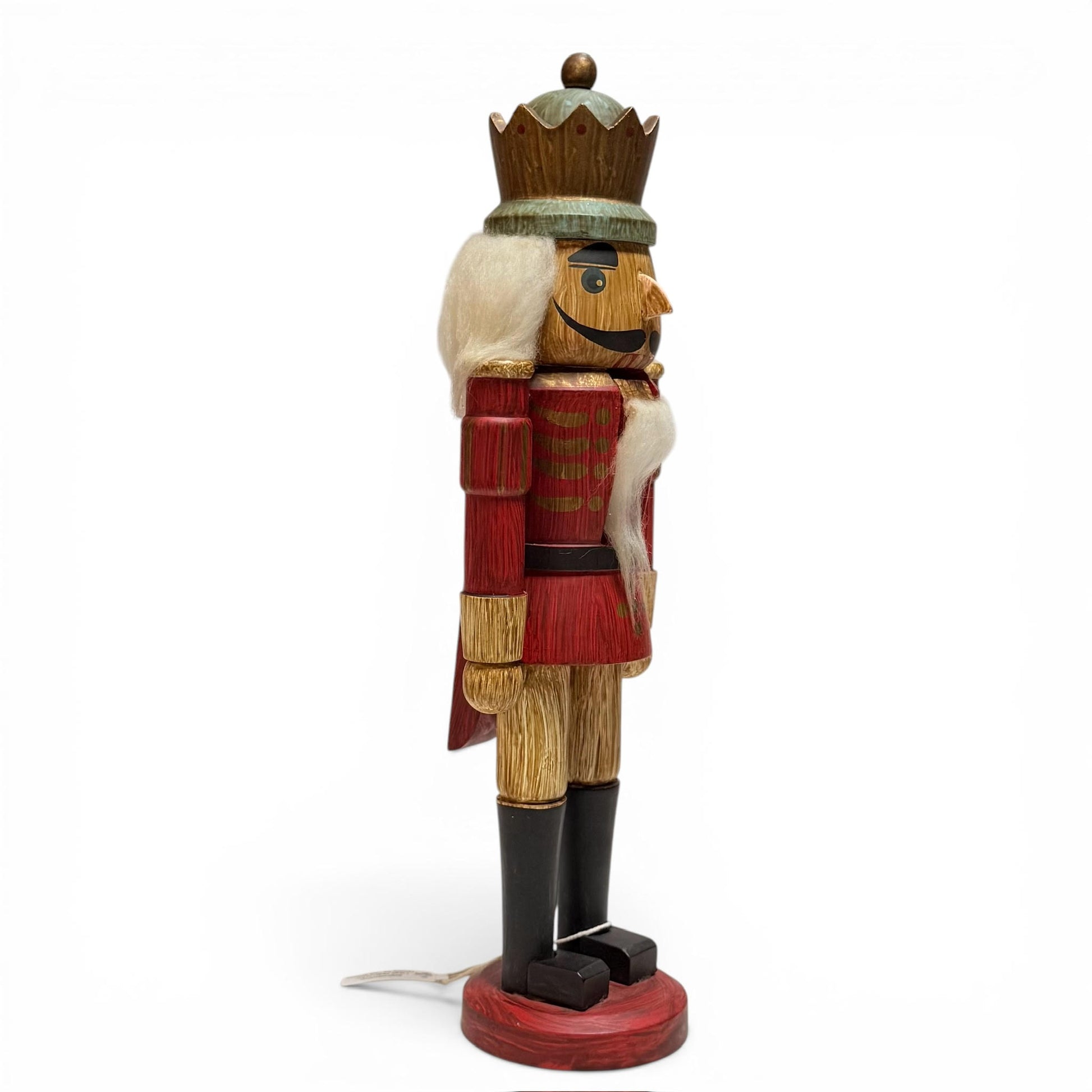 14" Wooden Nutcracker Vintage King - Woodgrain Painted