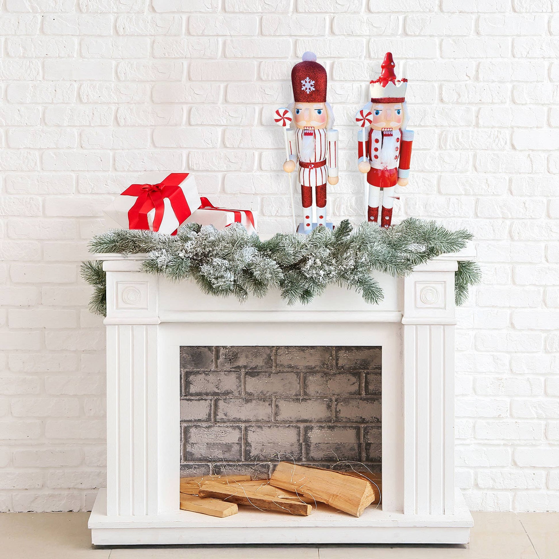 15" Red Peppermint Nutcracker, pair