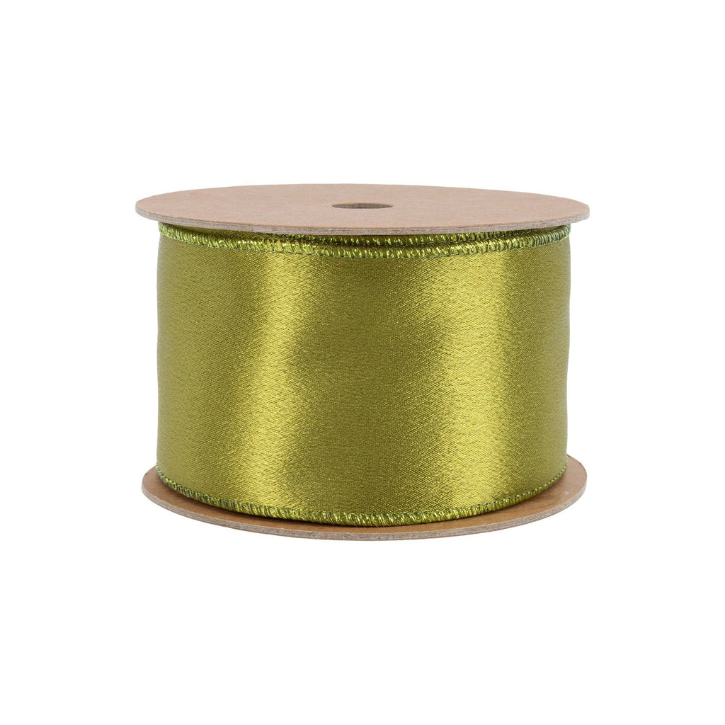 Wired Shimmer Satin Ribbon Moss 10 Yard Roll