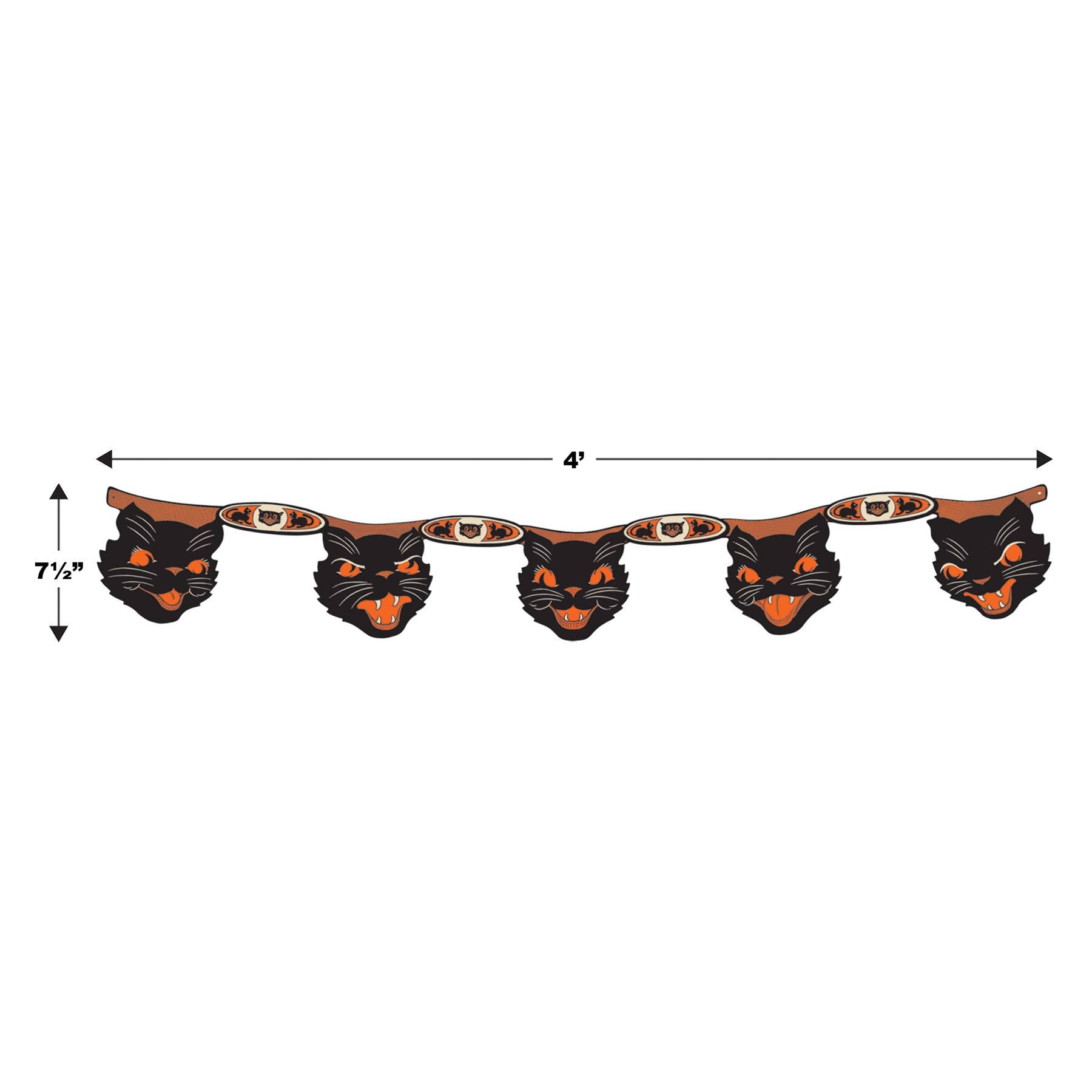 Vintage Halloween Jointed Cat Streamer. 7½" x 4'