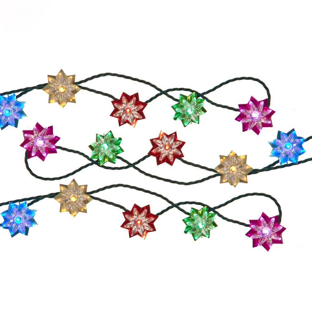 Vintage Inspired Led Poinsettia 20 Light Set