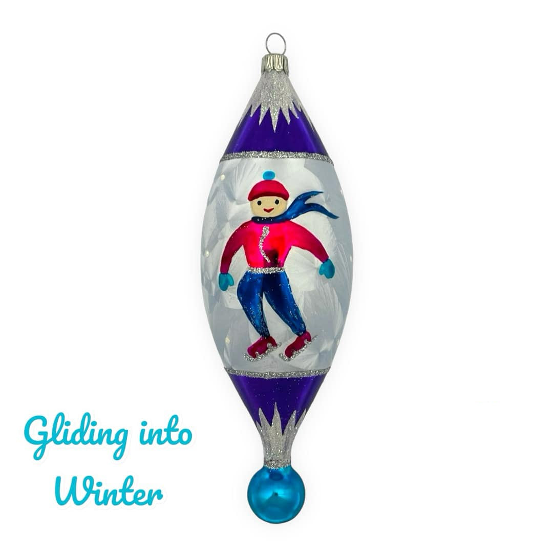 Gliding into Winter 7.5 in Tear Drop- Antik Baubles Exclusive Christmas Ornament