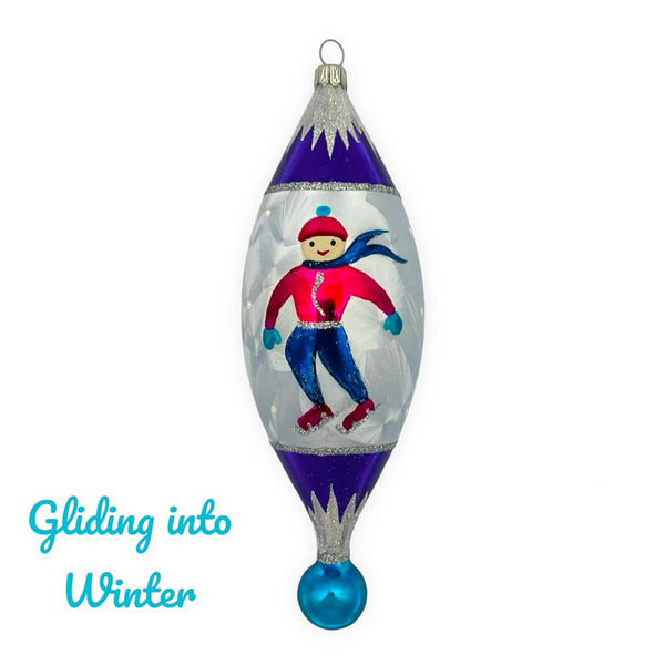 Gliding into Winter 7.5 in Tear Drop- Antik Baubles Exclusive Christmas Ornament WHLS