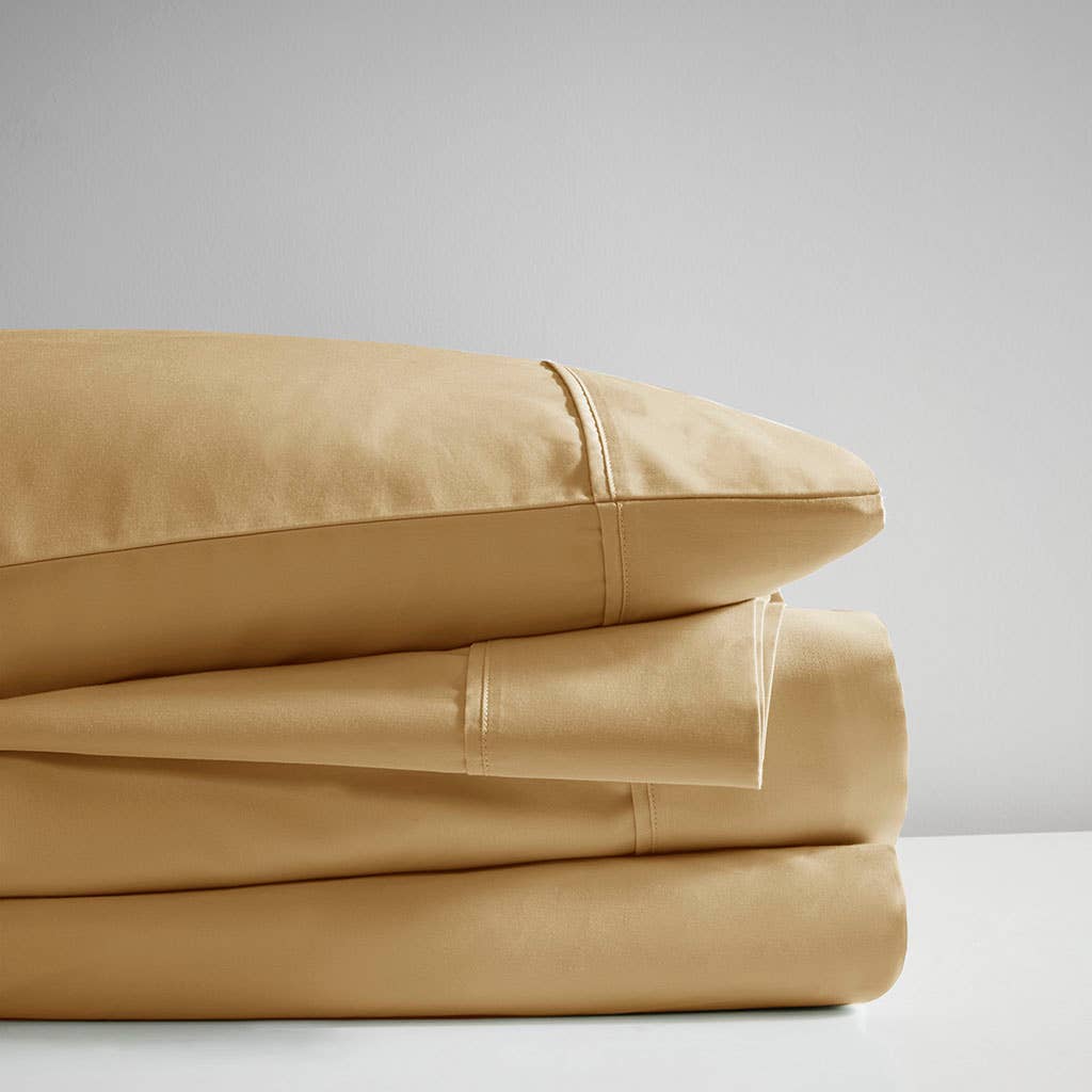 Pima Cotton Sateen 600 Thread Count Sheet Set, Gold