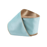 4" Reversible Classic Velvet Wired Ribbon 10 Yard Roll, light blue and champagne gold rolled view
