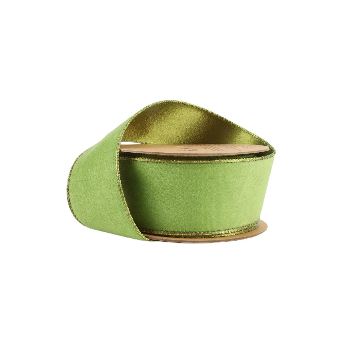 2 1/2" Reversible Classic Velvet Wired Ribbon in Lime/Shimmer rolled display