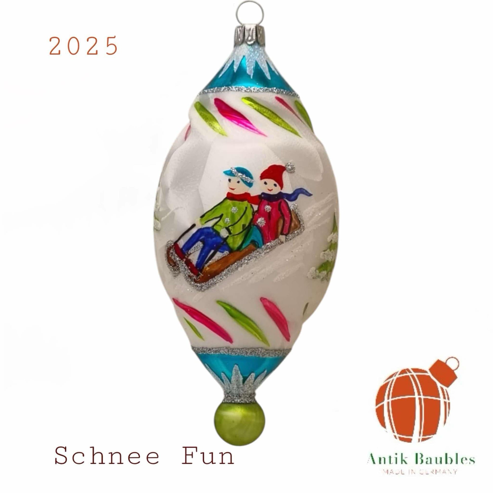 Schnee Fun 4.25 in Tear Drop- Antik Baubles Exclusive Christmas Ornament