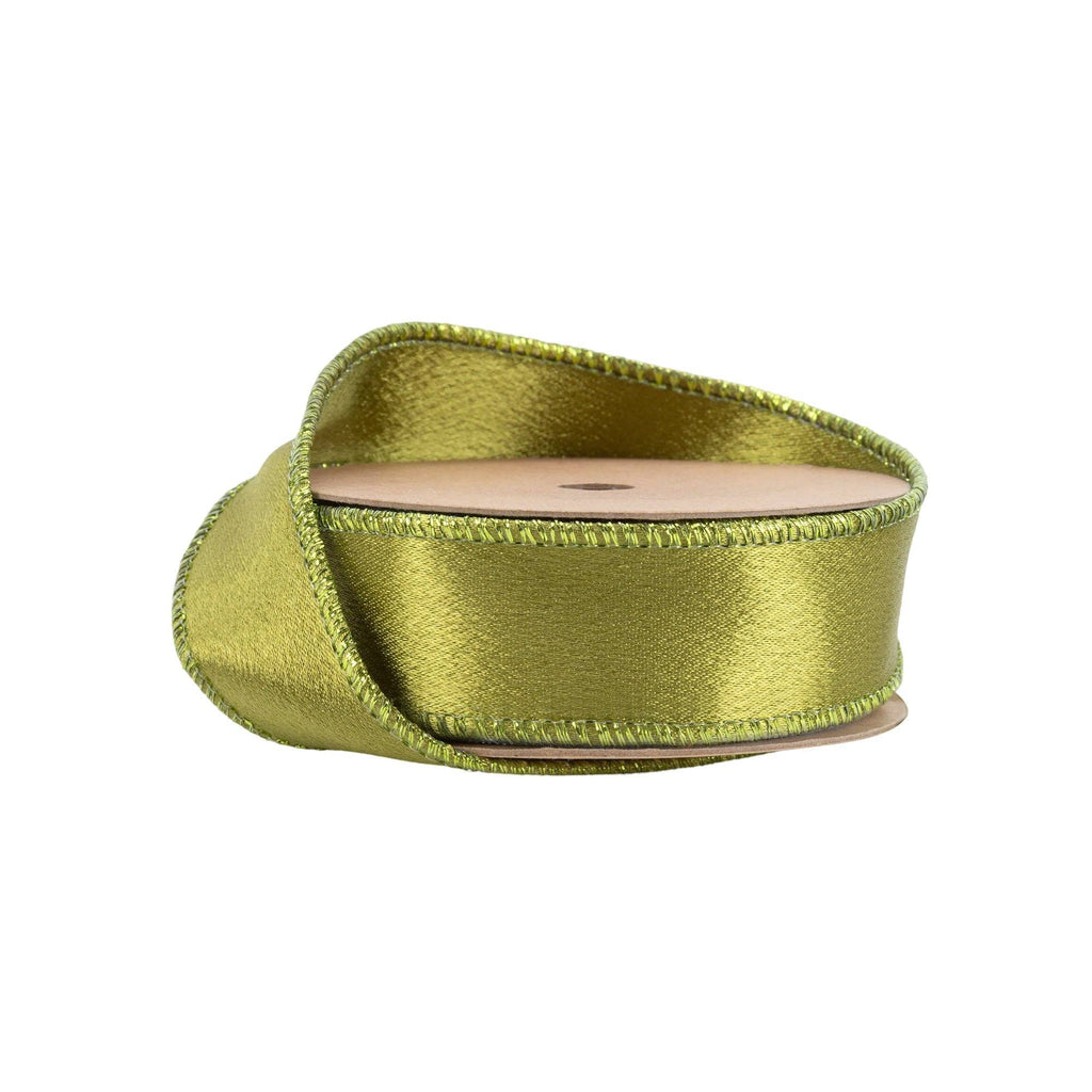 Wired Shimmer Satin Ribbon Moss 10 Yard Roll