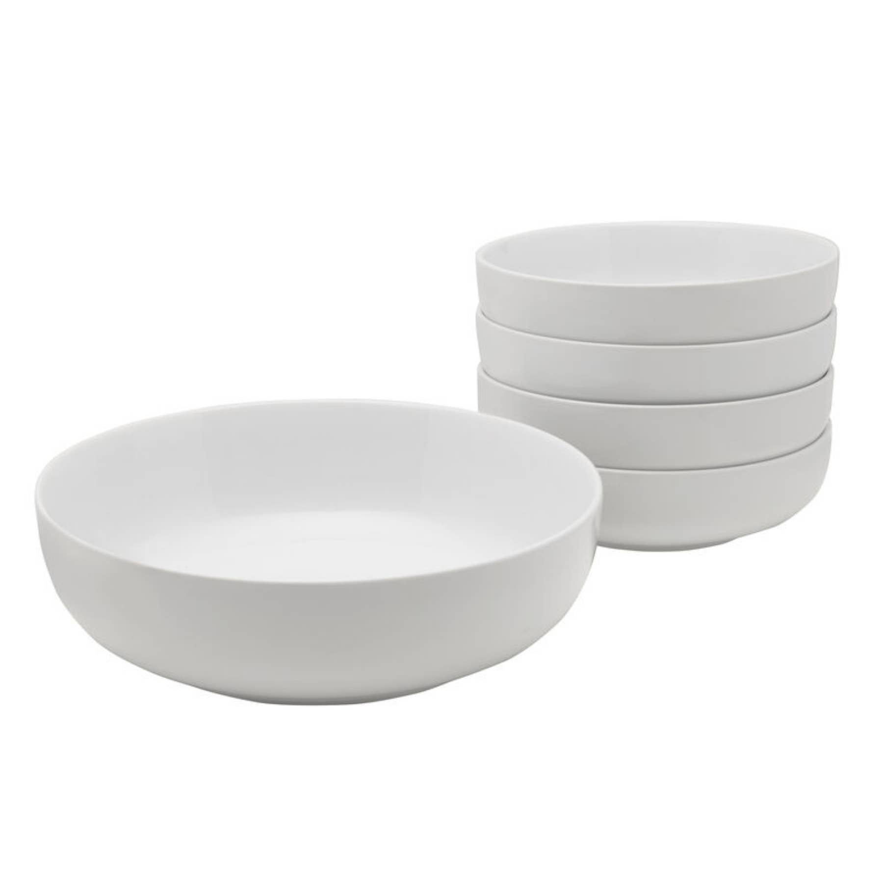 Everyday White Pasta Bowls 5PC Set Timothy De Clue Collection