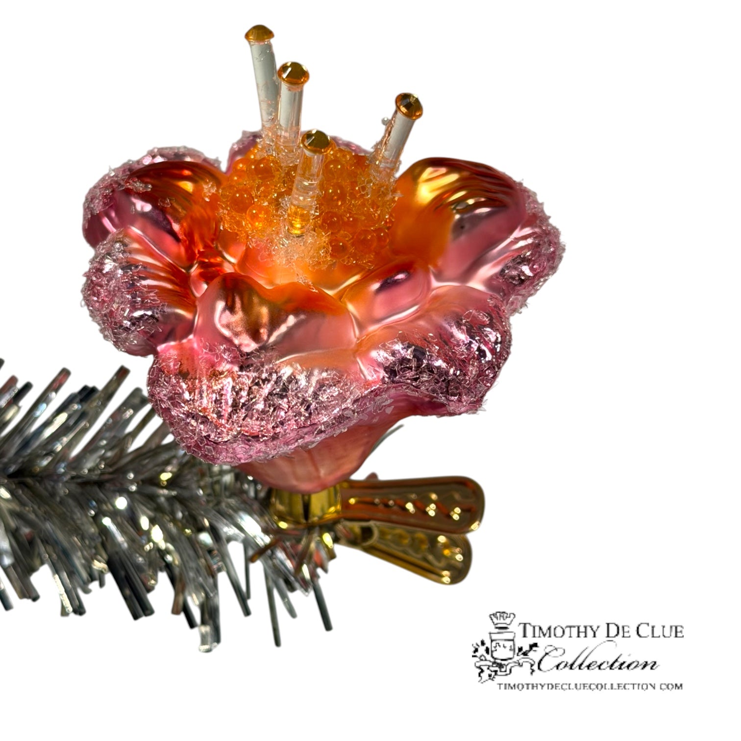 Lilly Clip Fleur Pink Orange- | 3.25 in - Christmas Clip Ornament