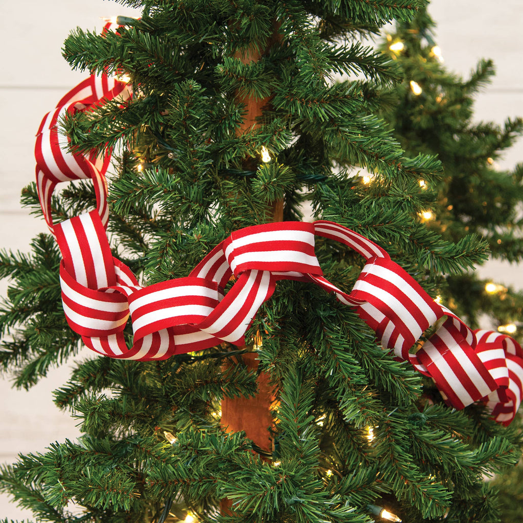 Large Red and White Striped Ribbon Garland - 48"L
