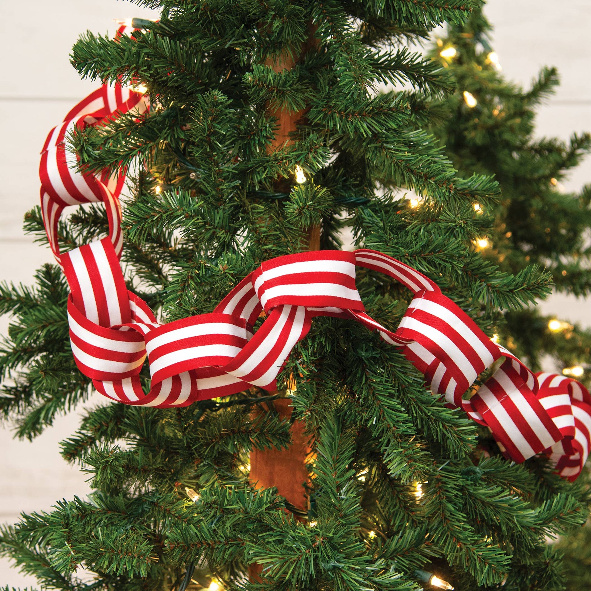 Large Red and White Striped Ribbon Garland - 48"L