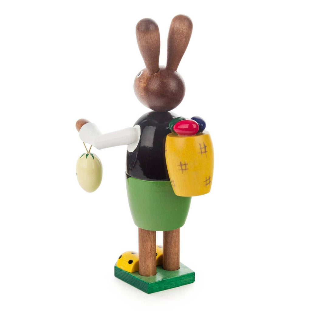 Bunny Rabbit Holding an Easter Egg German Wood Figurine