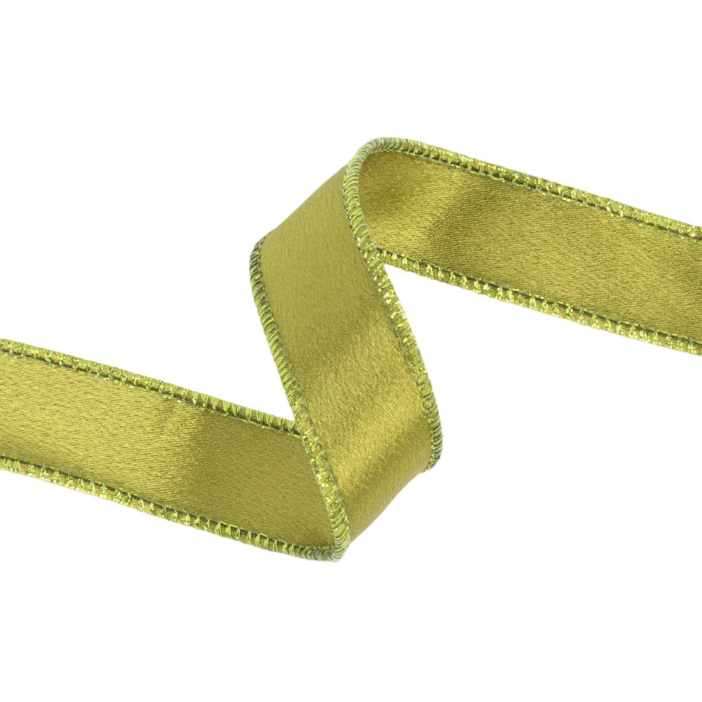 Wired Shimmer Satin Ribbon Moss 10 Yard Roll