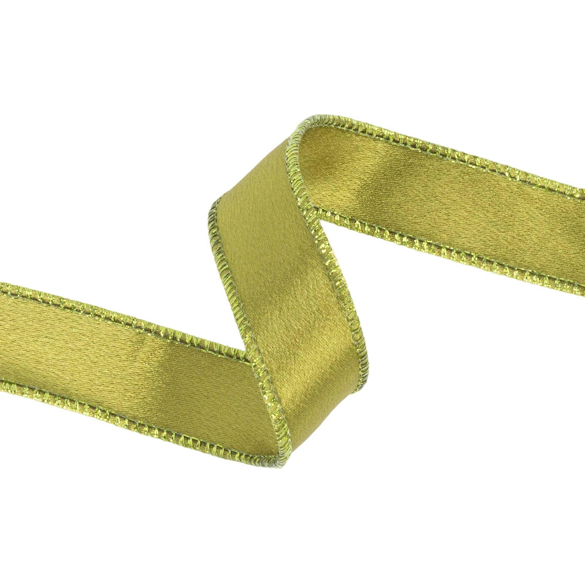 Wired Shimmer Satin Ribbon Moss 10 Yard Roll
