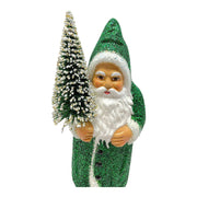 Ino Schaller Green Glitter Santa German Paper Mache