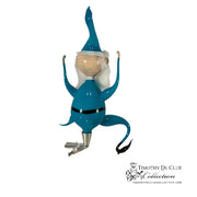 Free Blown Elf “Twinkle” Teal 6 in clip on Christmas Ornament
