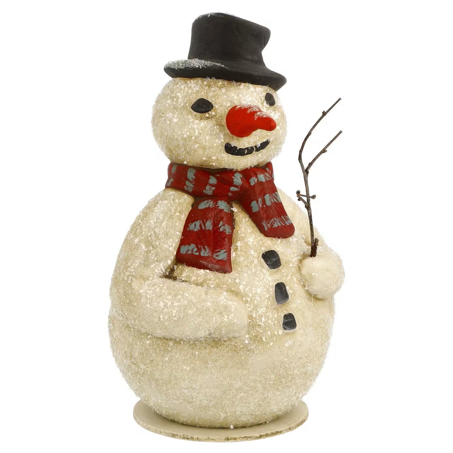Snowman Red Scarf Candy Container- German Paper Mache Christmas Collection