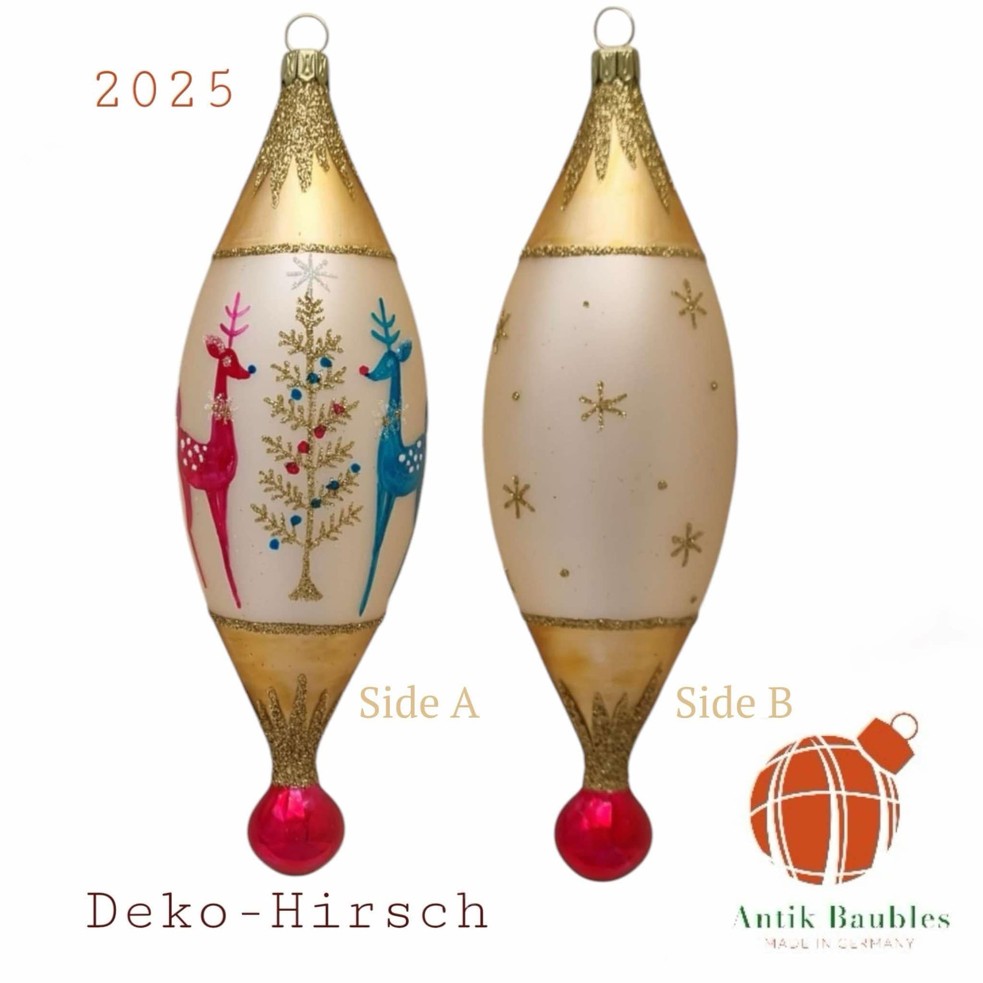 Deko-Hirsch 7.5 in Tear Drop- Antik Baubles Exclusive Christmas Ornament