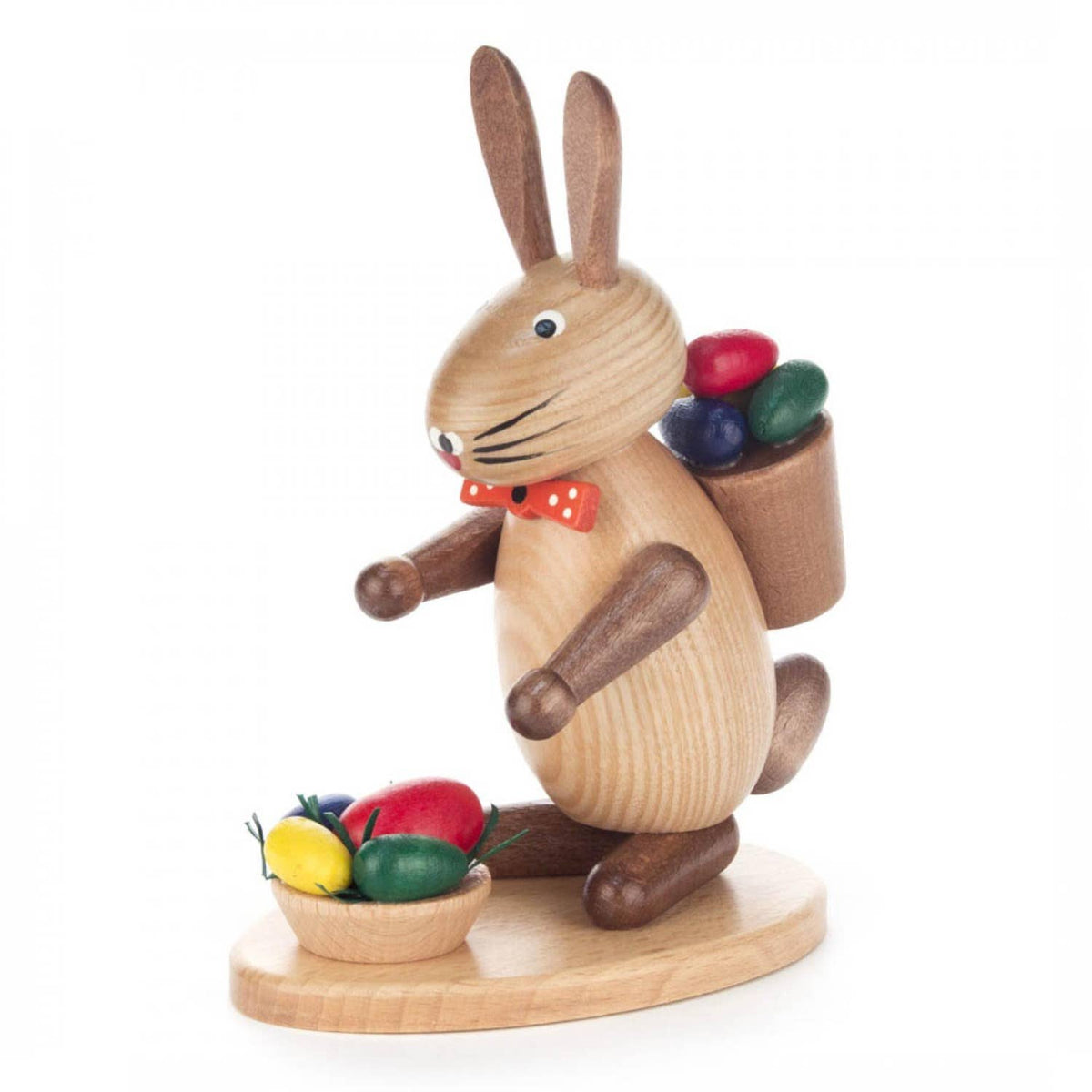Easter Bunny Basket of Eggs German Wood Figurine 6.3 Inch