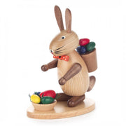 Easter Bunny Basket of Eggs German Wood Figurine 6.3 Inch